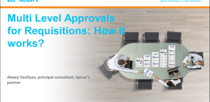Multi Level Approvals for Requisitions: How it works? Alexey Vasiliyev, principal consultant, Epicor’s partner