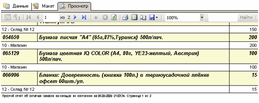 Просмотр отчёта