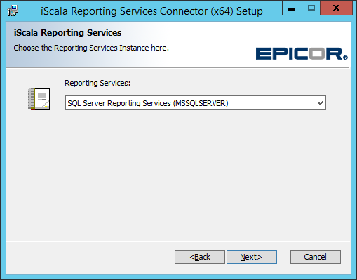 Окно выбора экземпляра MS SQL Server Reporting Services