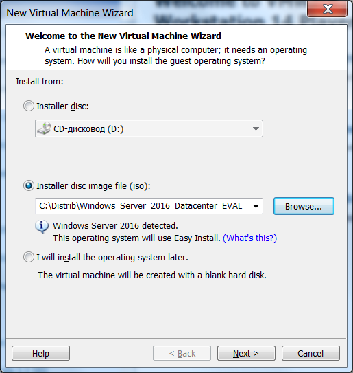 Install Windows Server 2016 on VM Ware Player